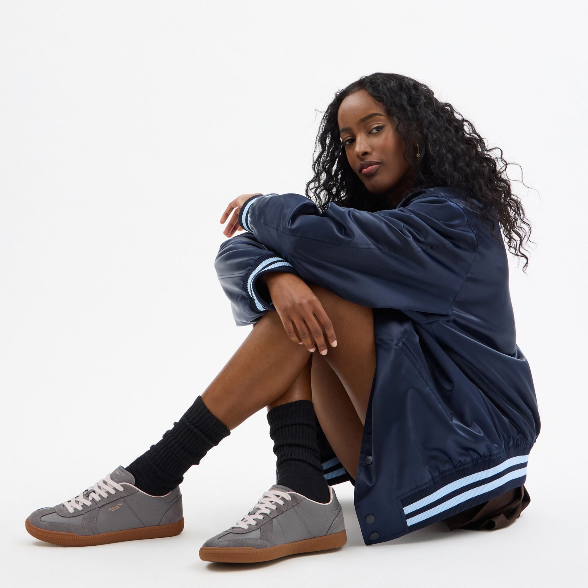 Tenis Ellis Piel y Gamuza Gris Mujer