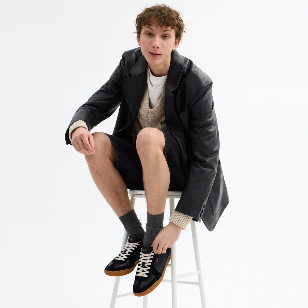 Tenis Ellis Piel y Gamuza Negro Hombre