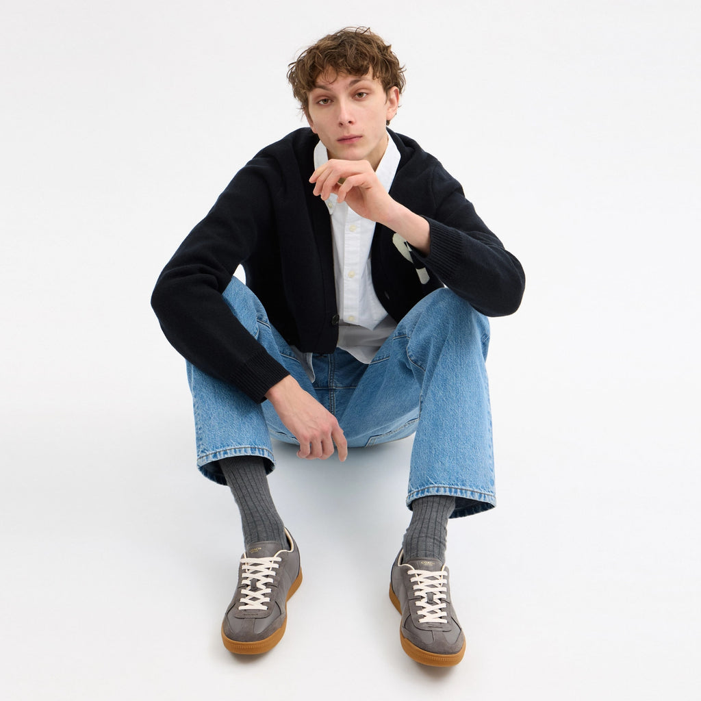 Tenis Ellis Piel y Gamuza Gris Hombre