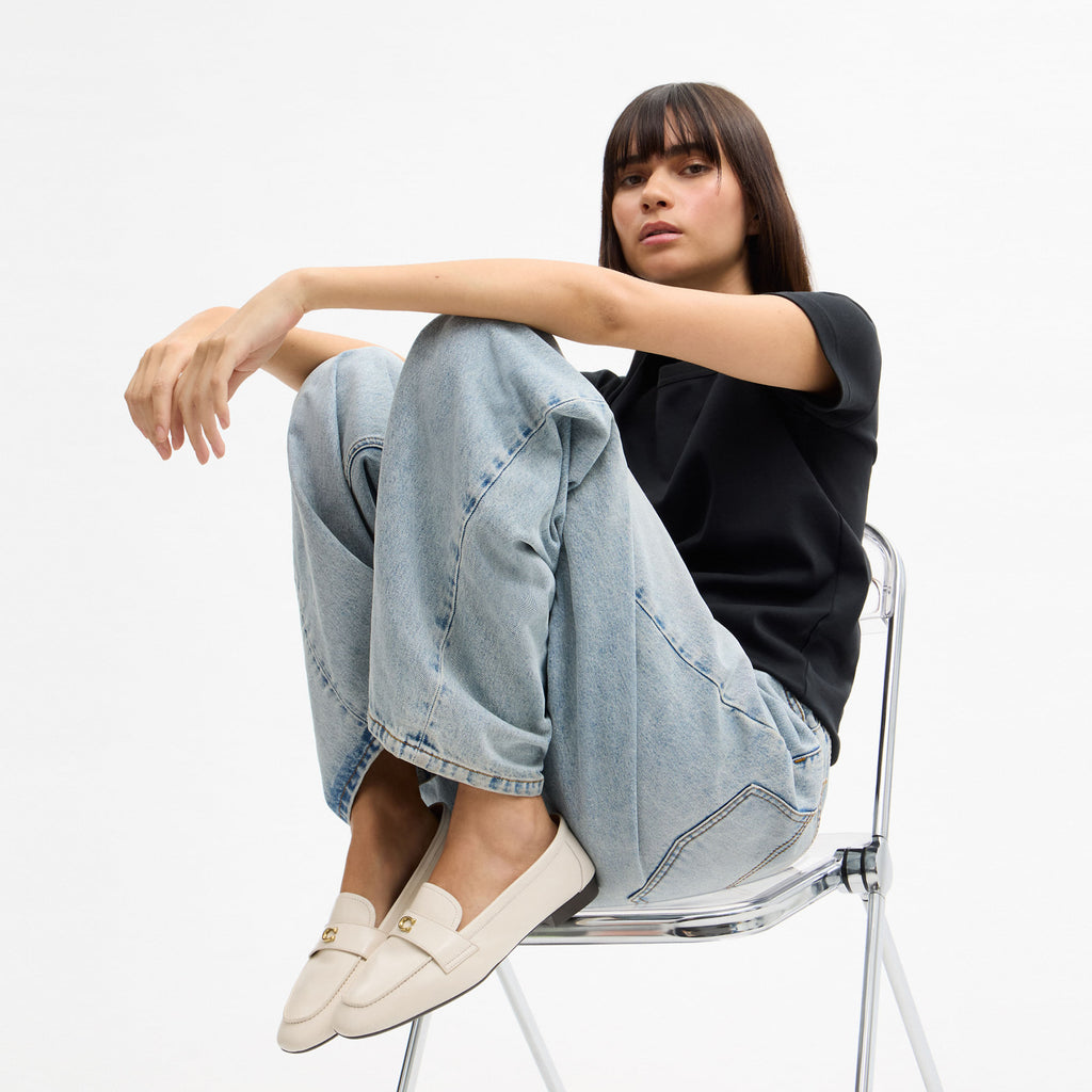 Mocasines Sculpted C Piel Blanco Mujer