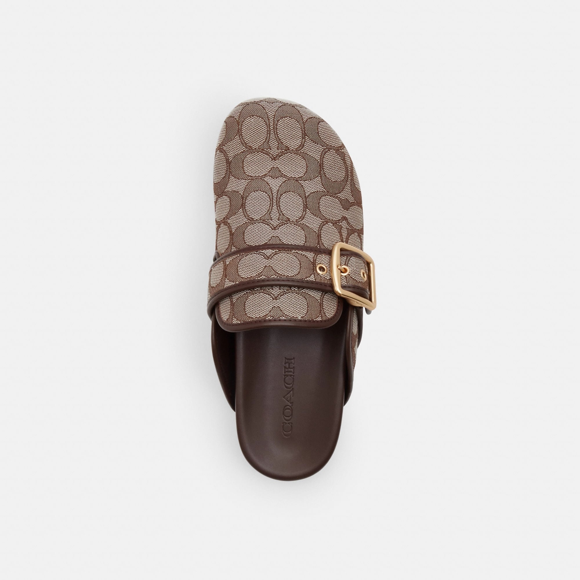 Zuecos Buckle Signature Jacquard Cafe Mujer