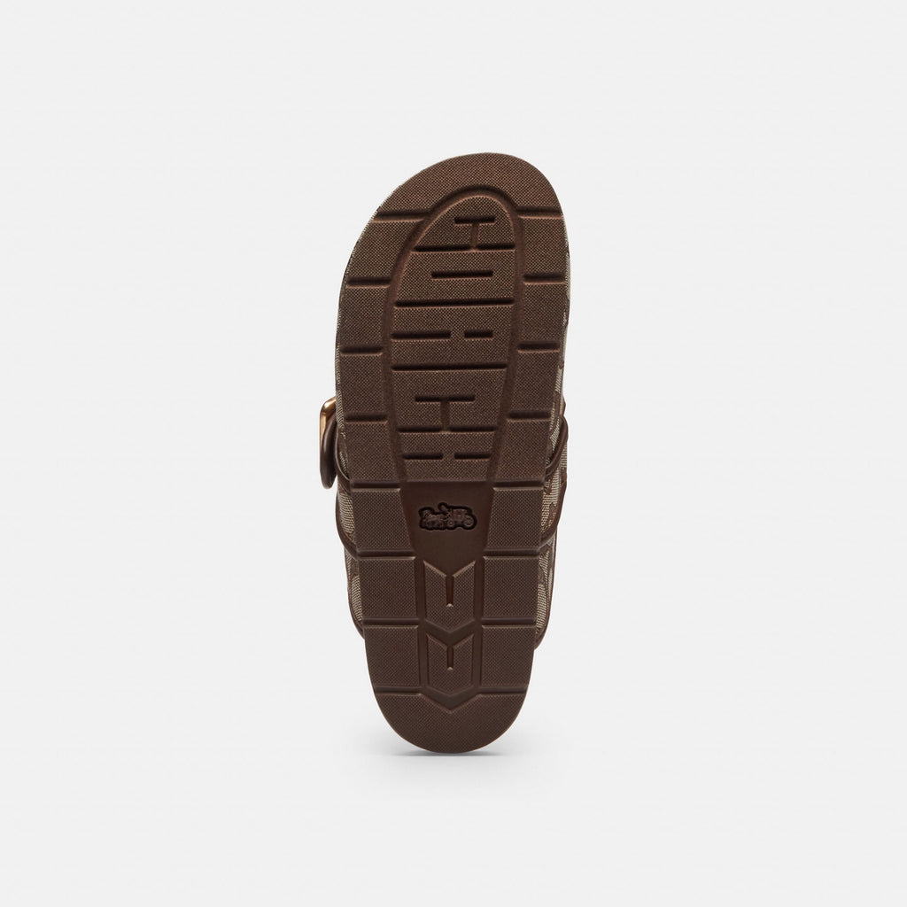 Zuecos Buckle Signature Jacquard Cafe Mujer