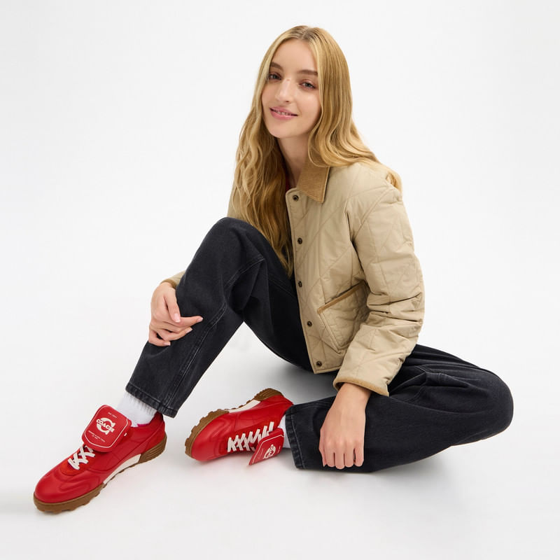 Tenis Match Piel Rojo Mujer