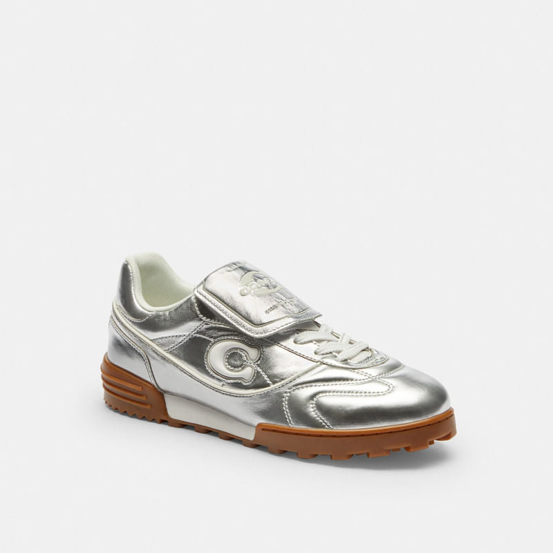 Tenis Match Piel Plateado Mujer