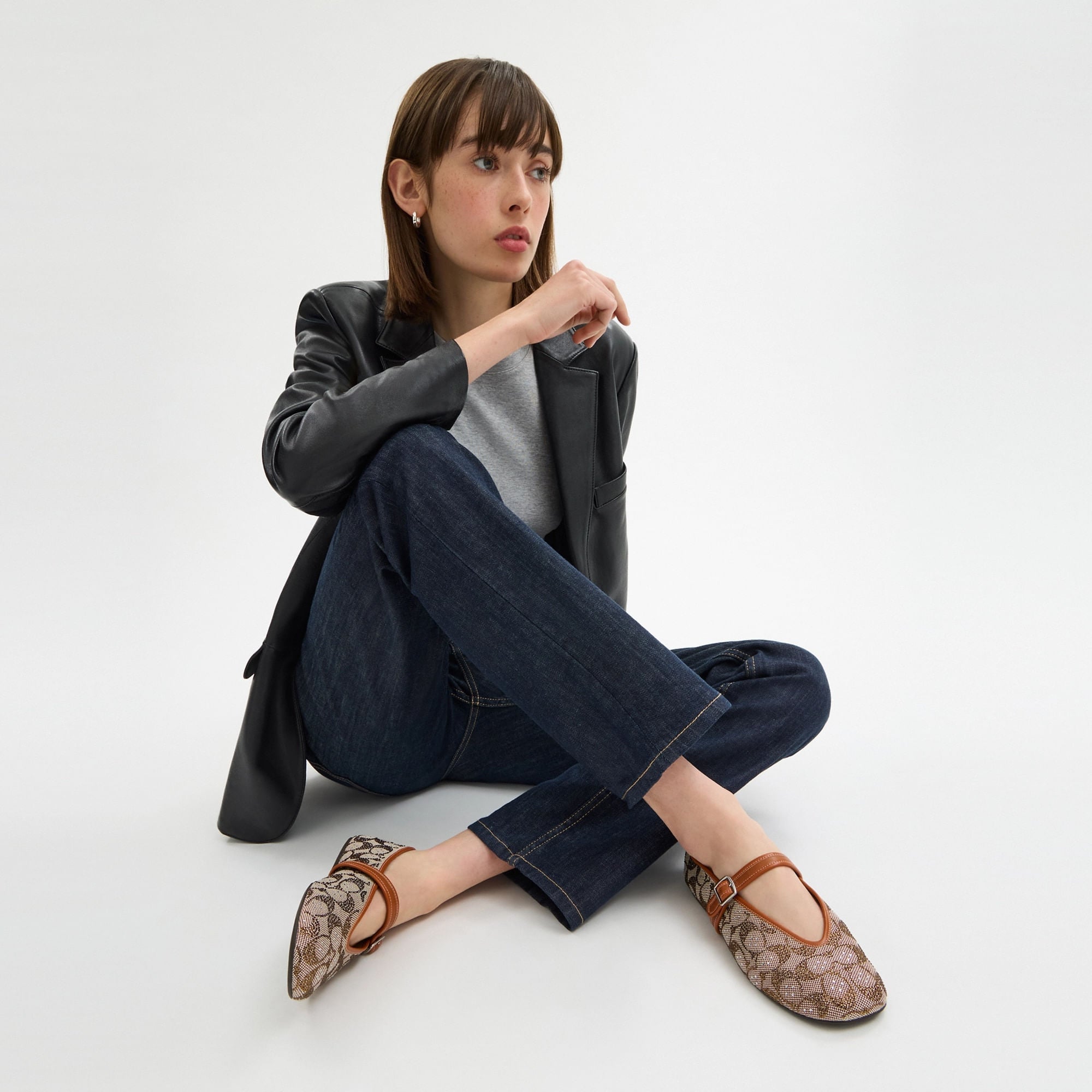 Flats Sculpted C Crystal Jacquard Café Mujer
