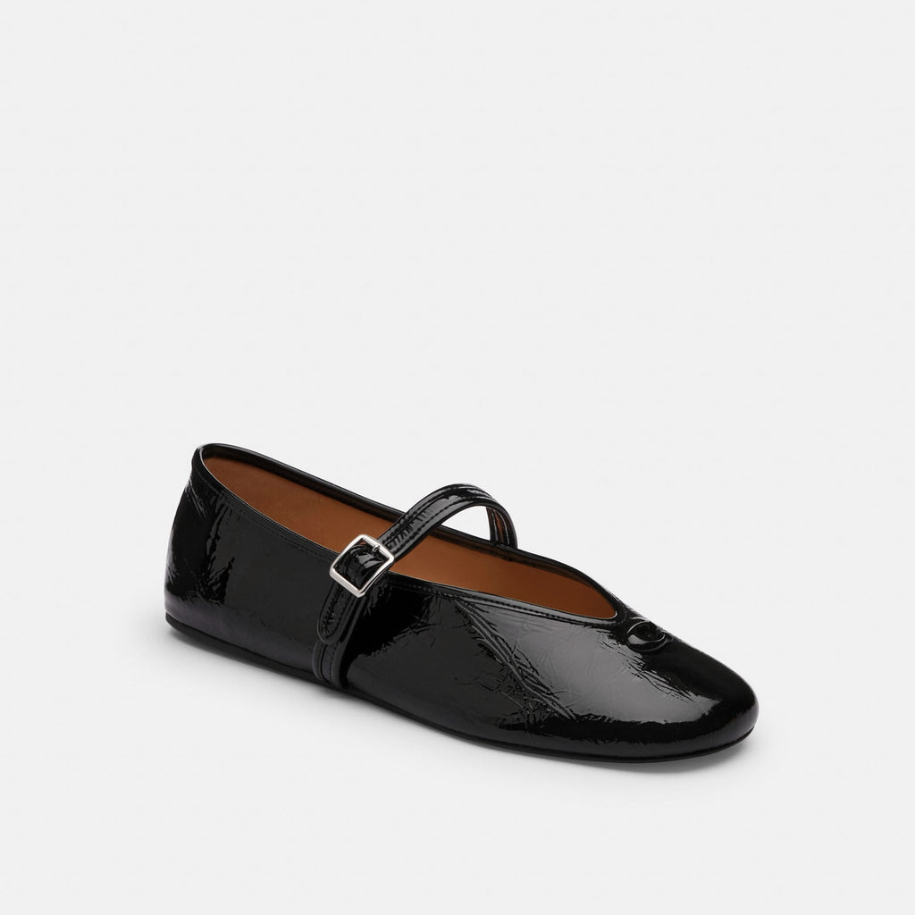 Flats Scupted Crinckle Piel Negro Mujer