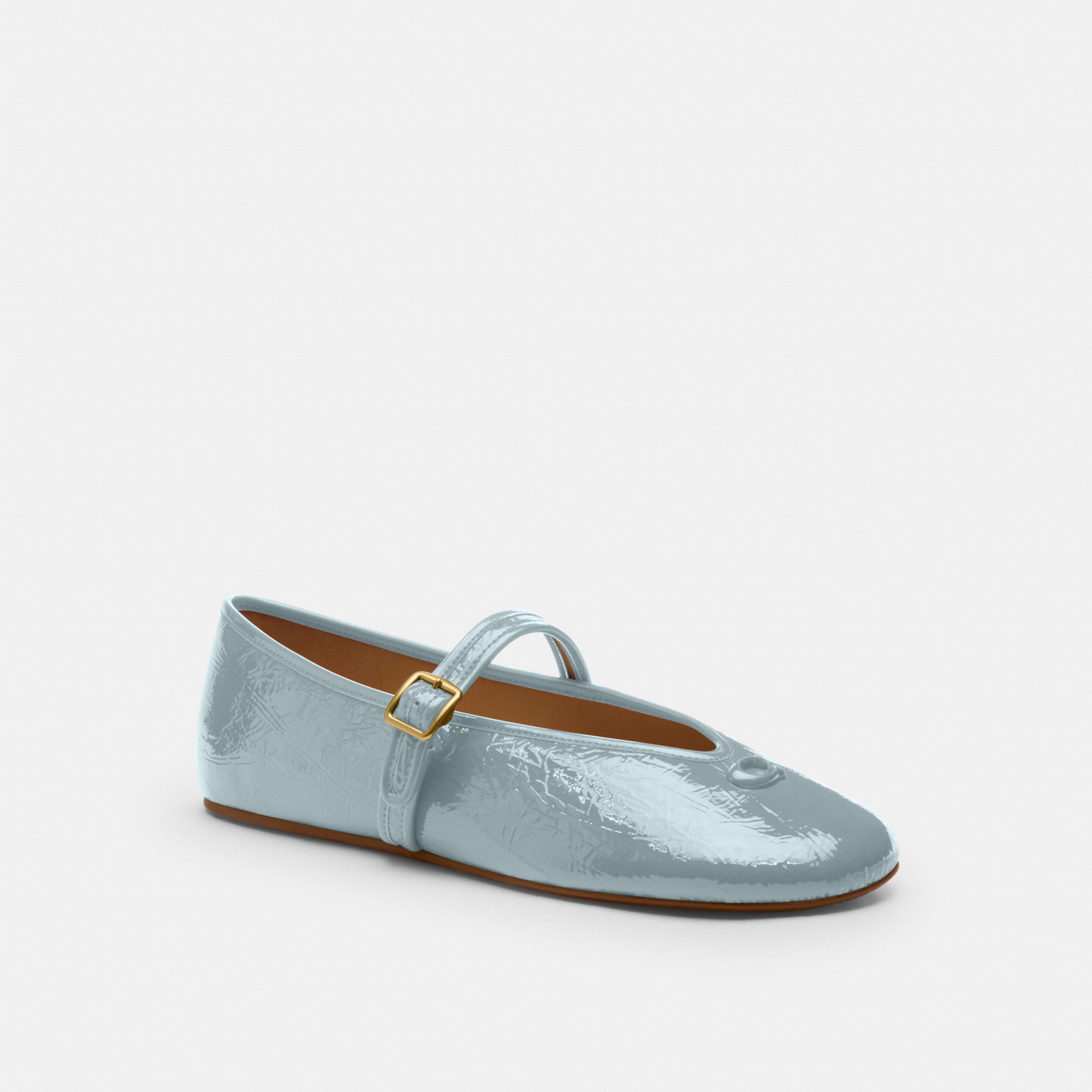 Flats Sculpted C Crinkle Piel Azul Claro Mujer