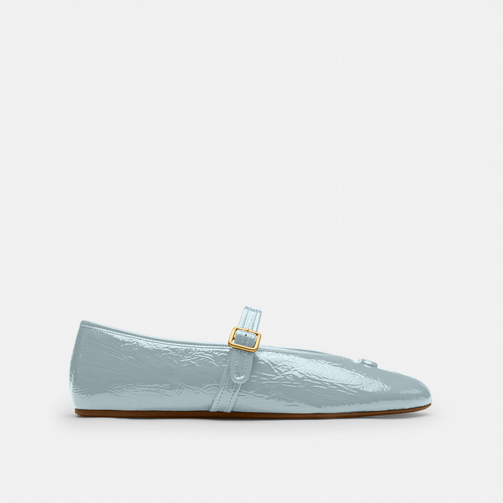 Flats Sculpted C Crinkle Piel Azul Claro Mujer