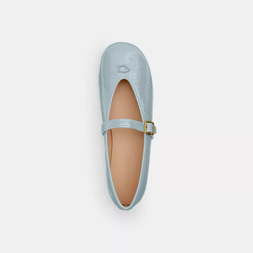 Flats Sculpted C Crinkle Piel Azul Claro Mujer