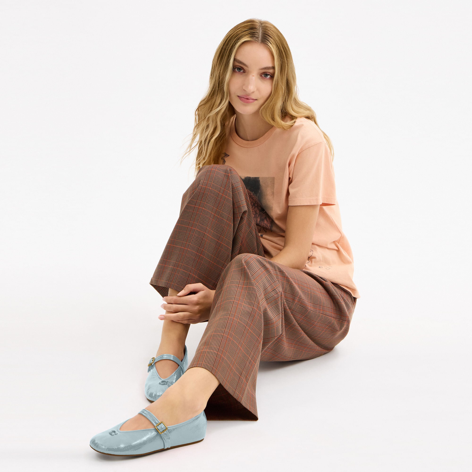 Flats Sculpted C Crinkle Piel Azul Claro Mujer