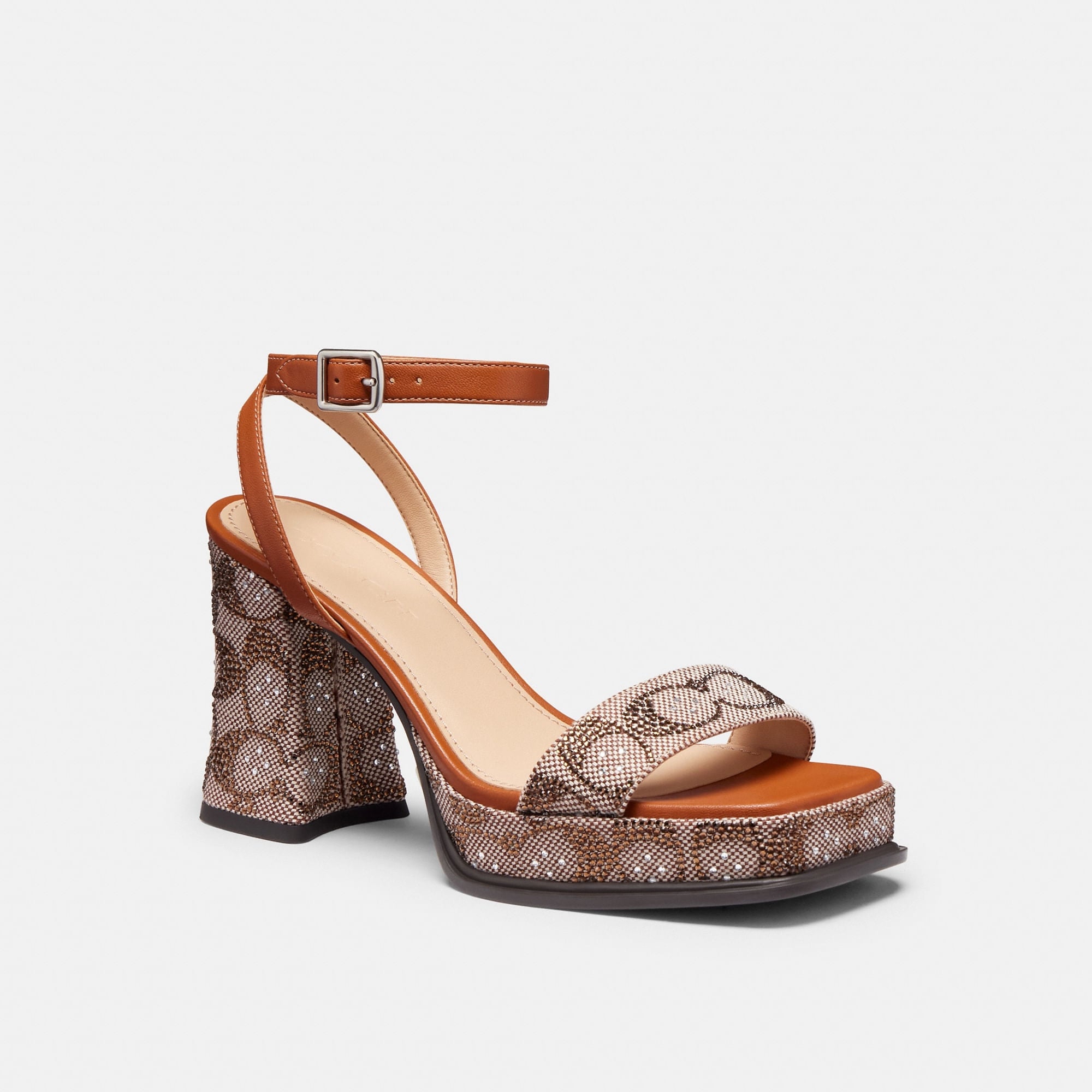 Sandalias Crystal Signature Jacquard Café Mujer