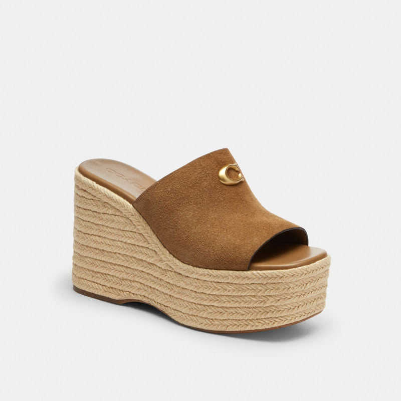 Alpargatas Wedge Gamuza Café Mujer