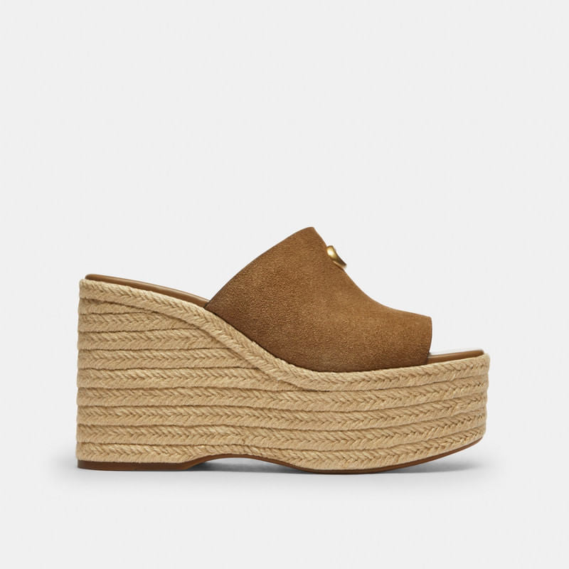 Alpargatas Wedge Gamuza Café Mujer