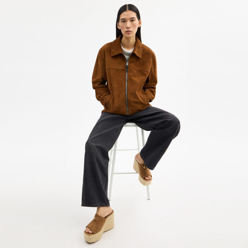 Alpargatas Wedge Gamuza Café Mujer
