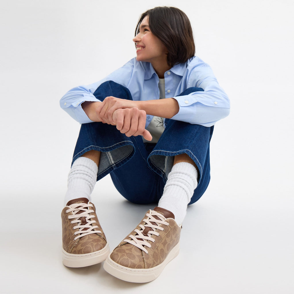 Tenis High Line Canvas Signature Café Mujer