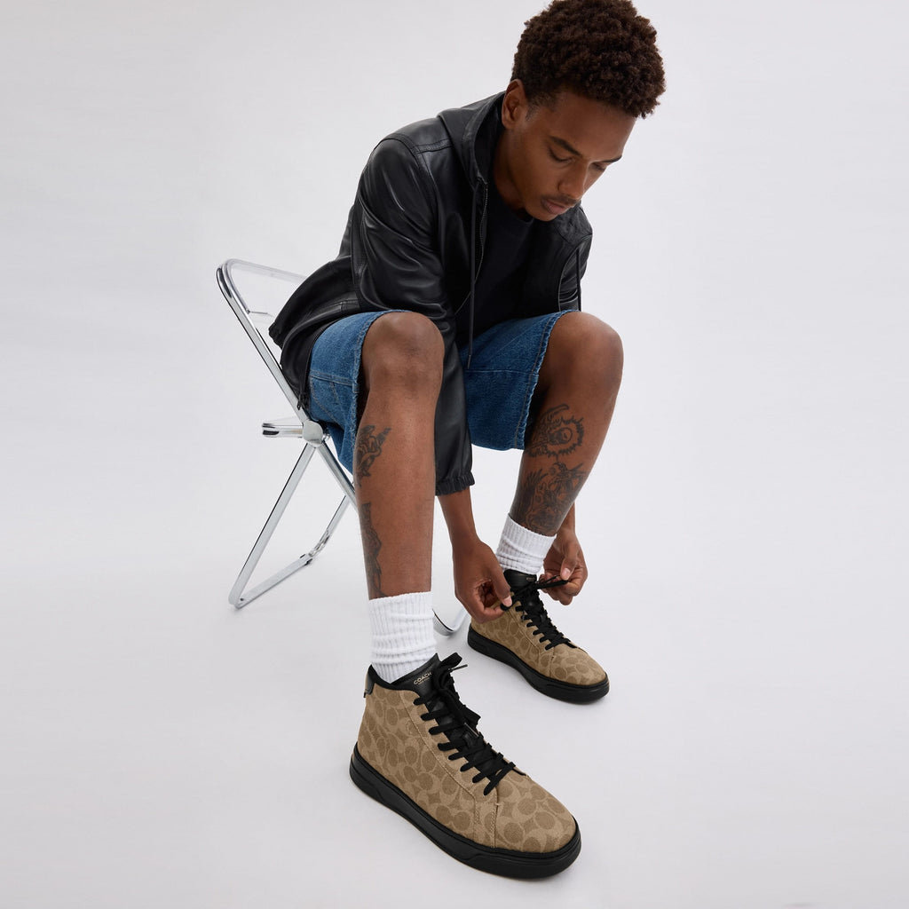 Tenis High Line High Top Canvas Signature Café Hombre