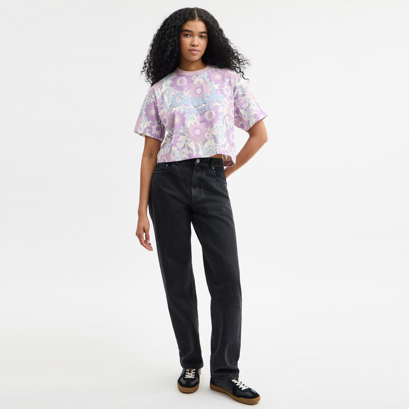 T Shirt Corta con Floral Print