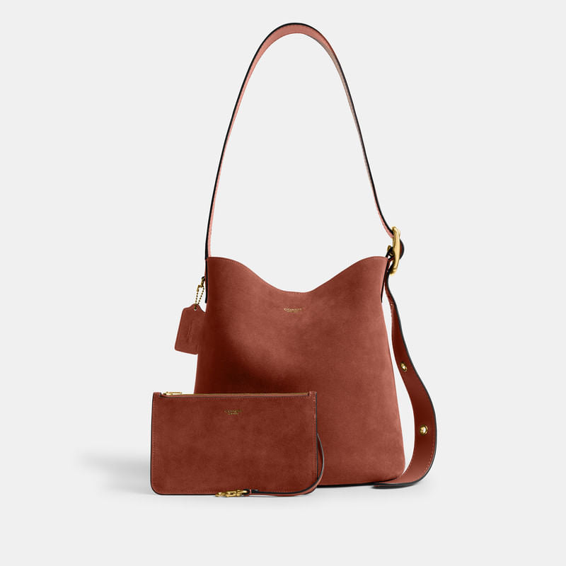 Bolsa Shoulder Bag Coach Bucket Bleecker Suede
