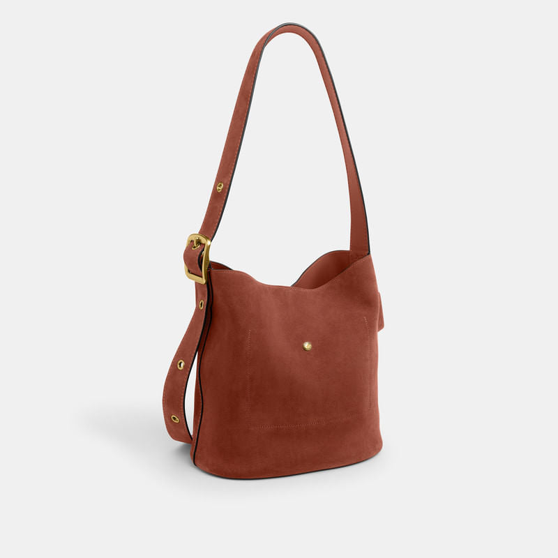 Bolsa Shoulder Bag Coach Bucket Bleecker Suede