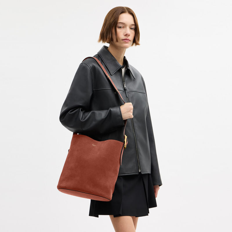 Bolsa Shoulder Bag Coach Bucket Bleecker Suede