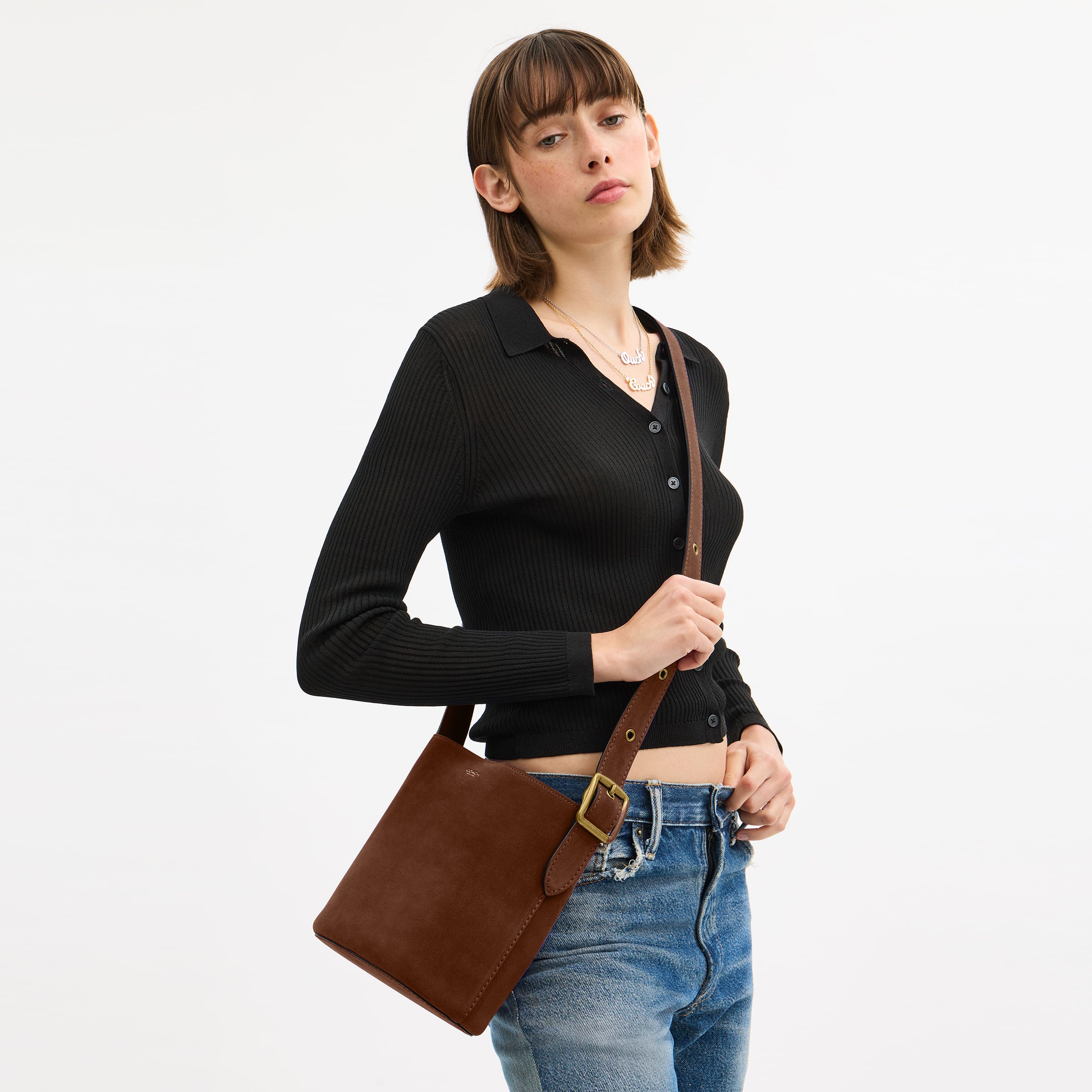 Bolsa Shoulder Bag Coach Bleecker Bucket 21