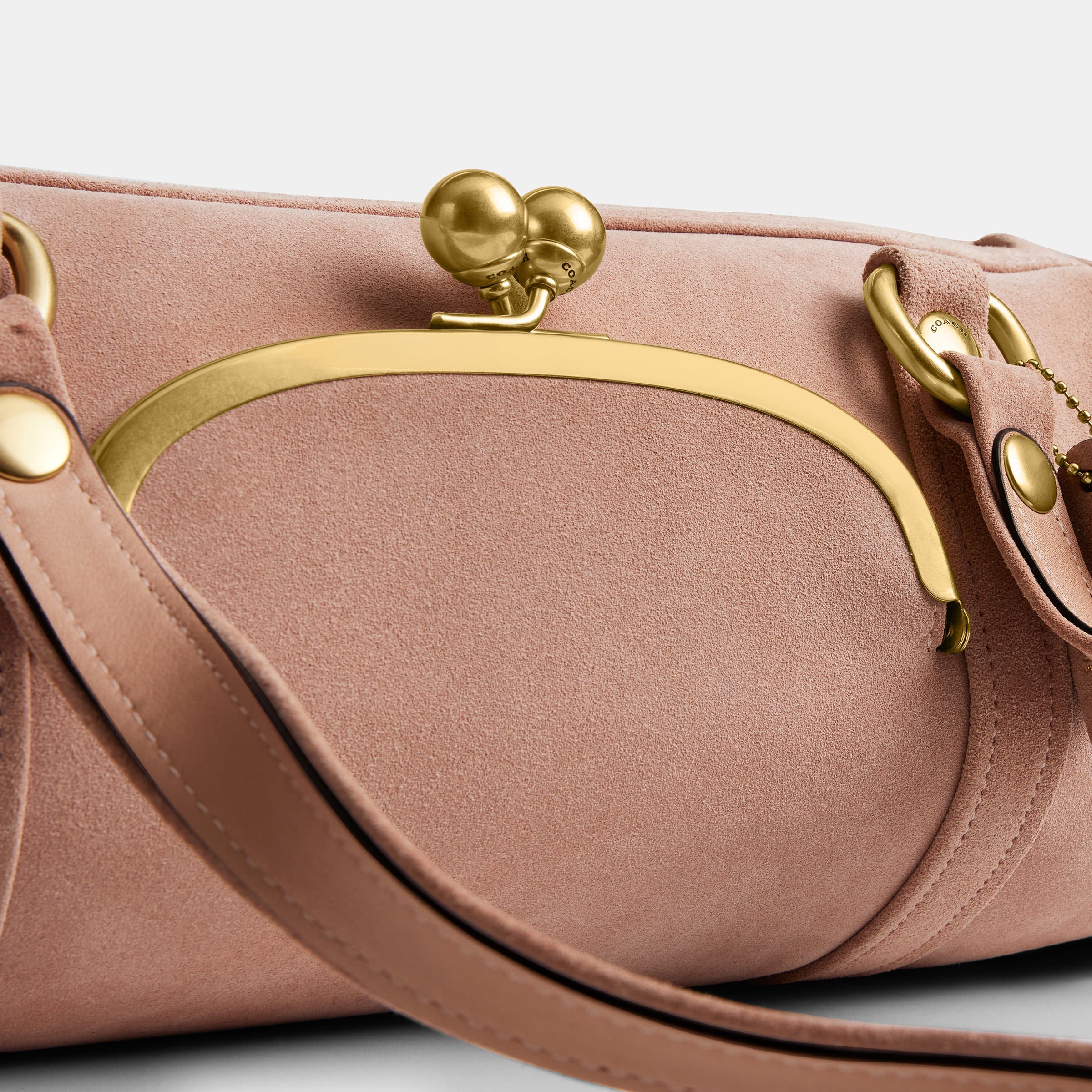Bolsa Shoulder Bag Coach Kisslock Barrel Suede