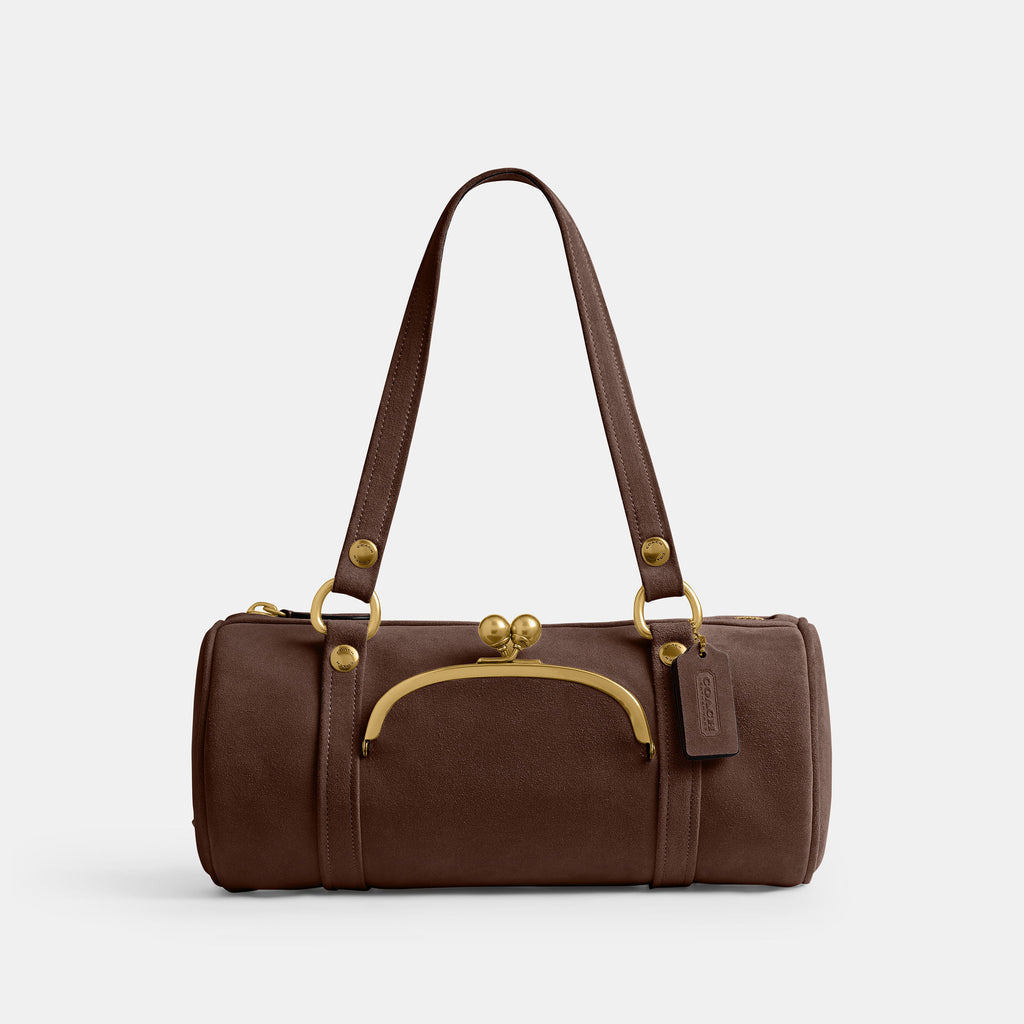 Bolsa Shoulder Coach Kisslock Barrel Suede