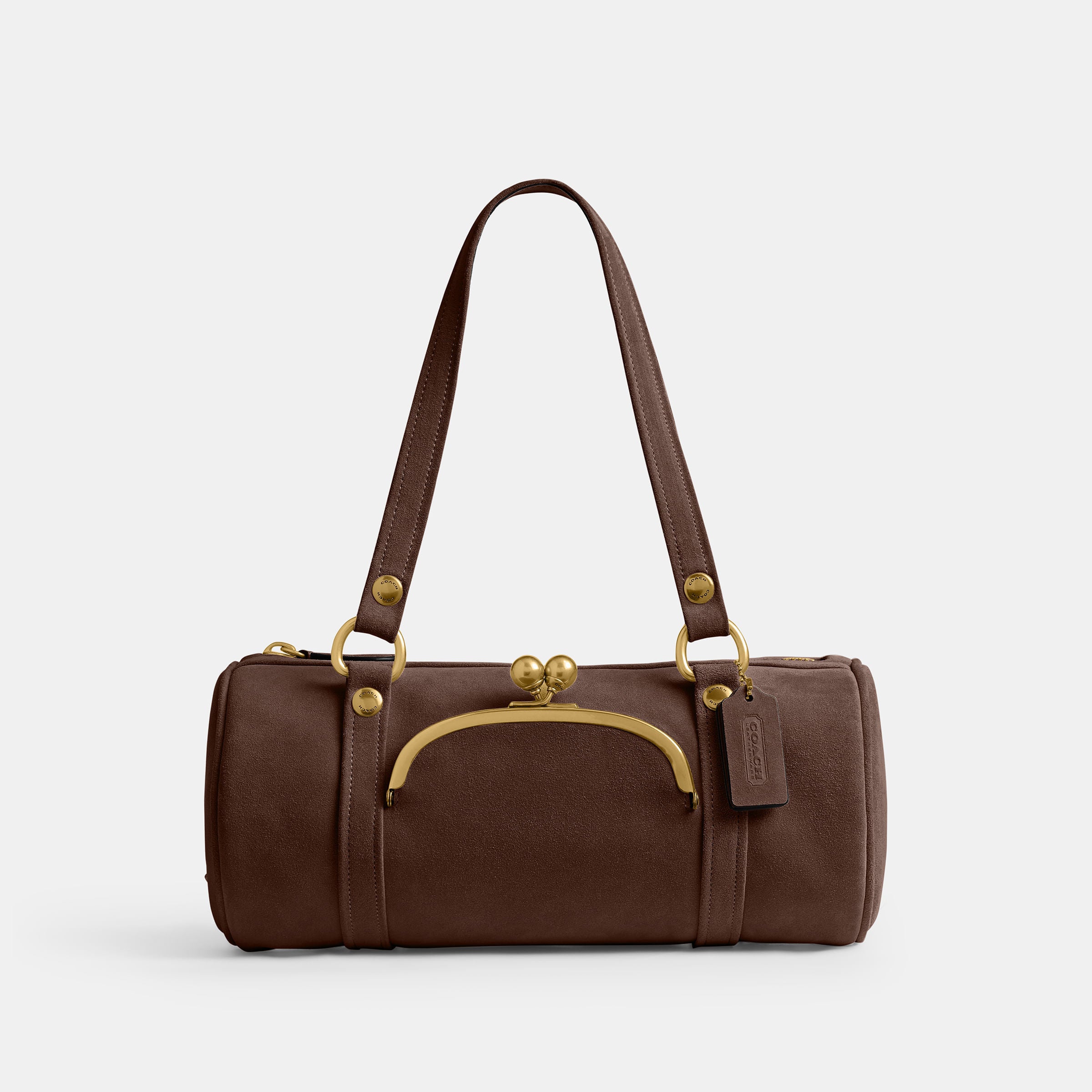 Bolsa Shoulder Coach Kisslock Barrel Suede