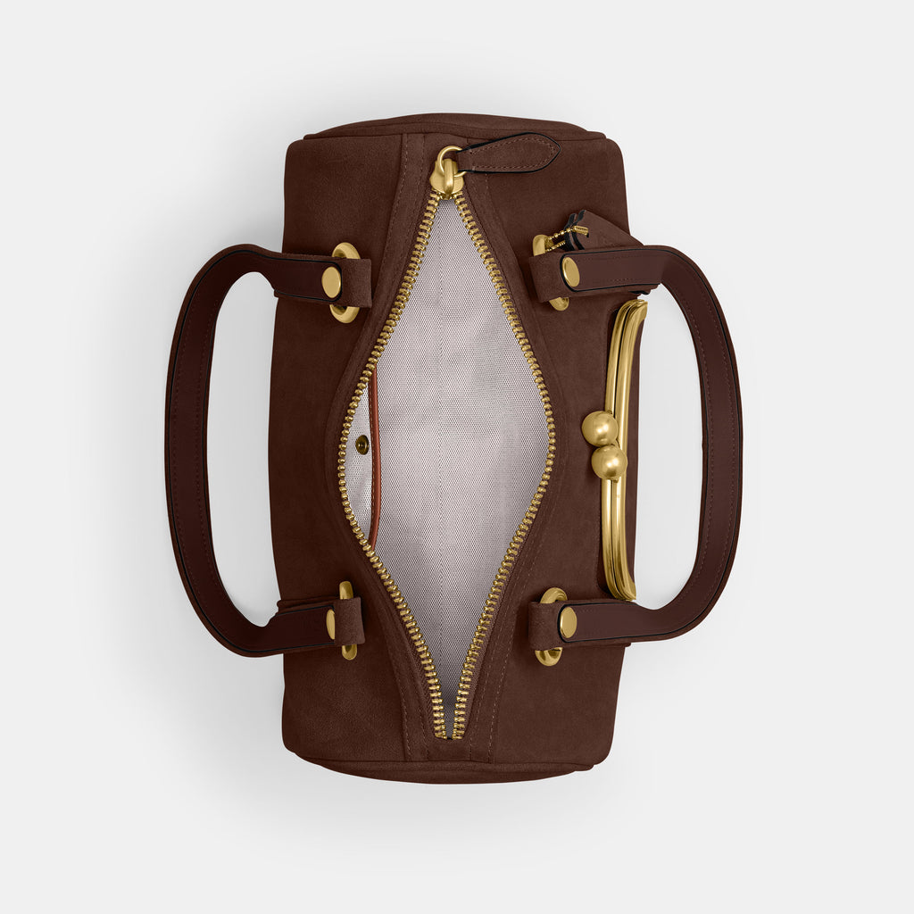 Bolsa Shoulder Coach Kisslock Barrel Suede