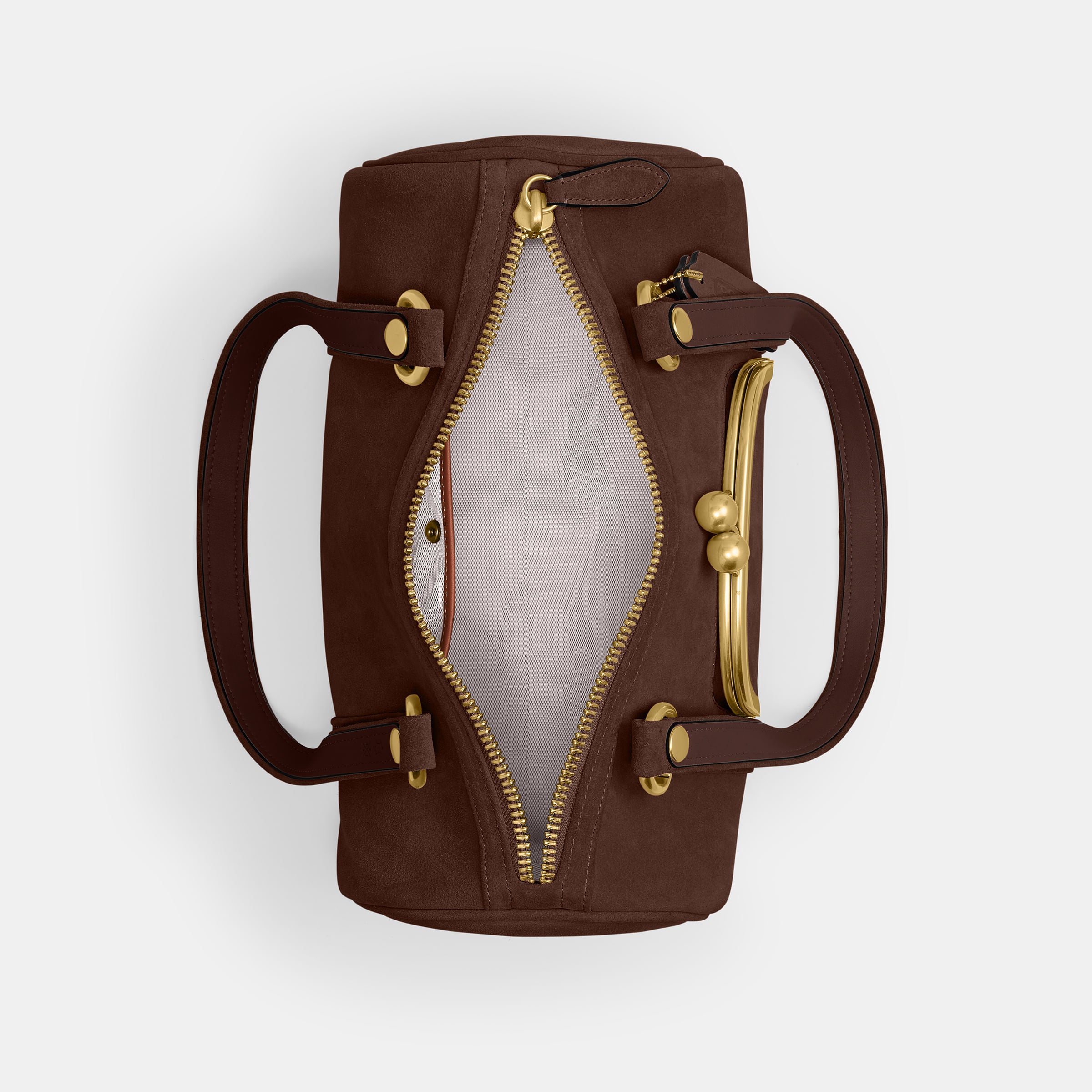 Bolsa Shoulder Coach Kisslock Barrel Suede