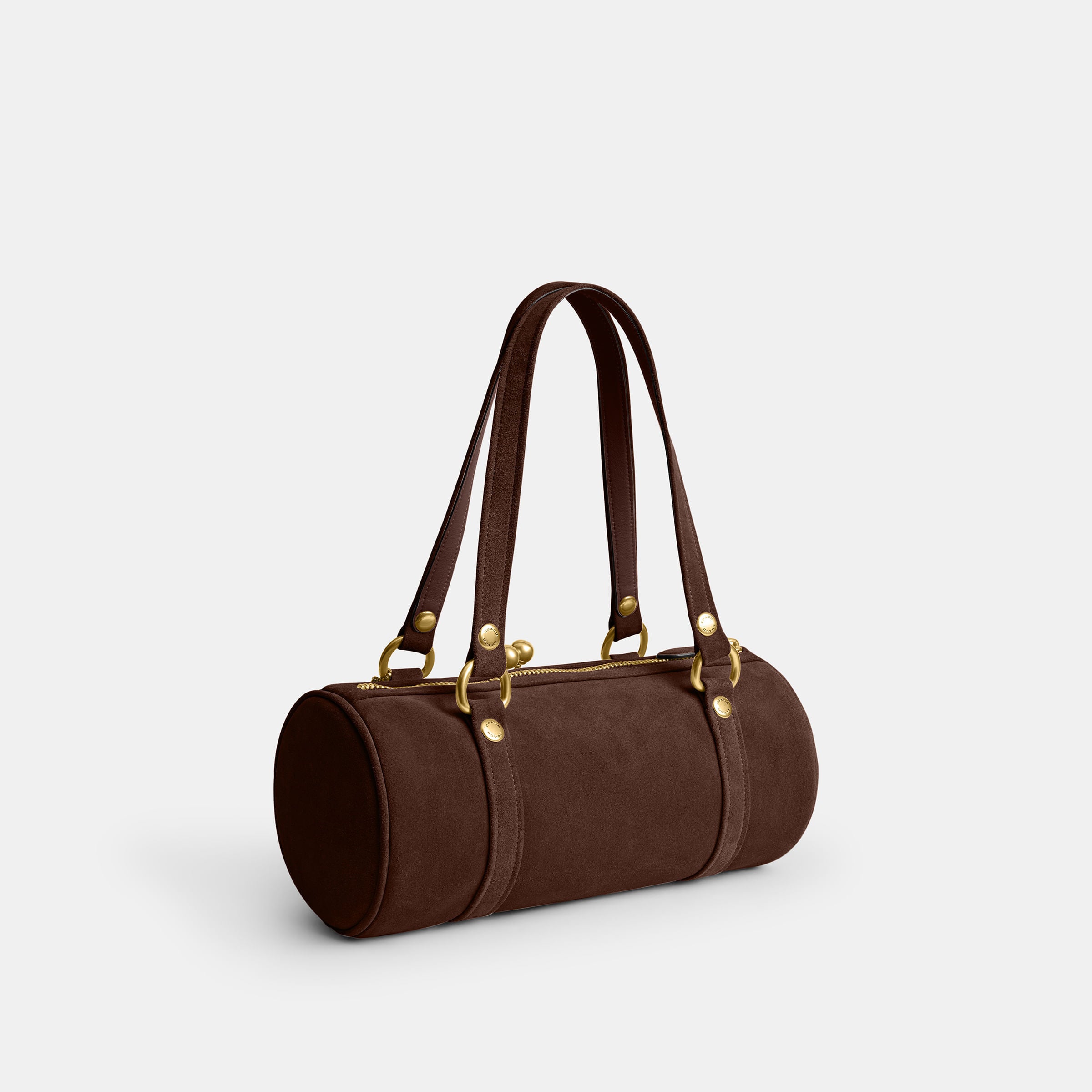 Bolsa Shoulder Coach Kisslock Barrel Suede