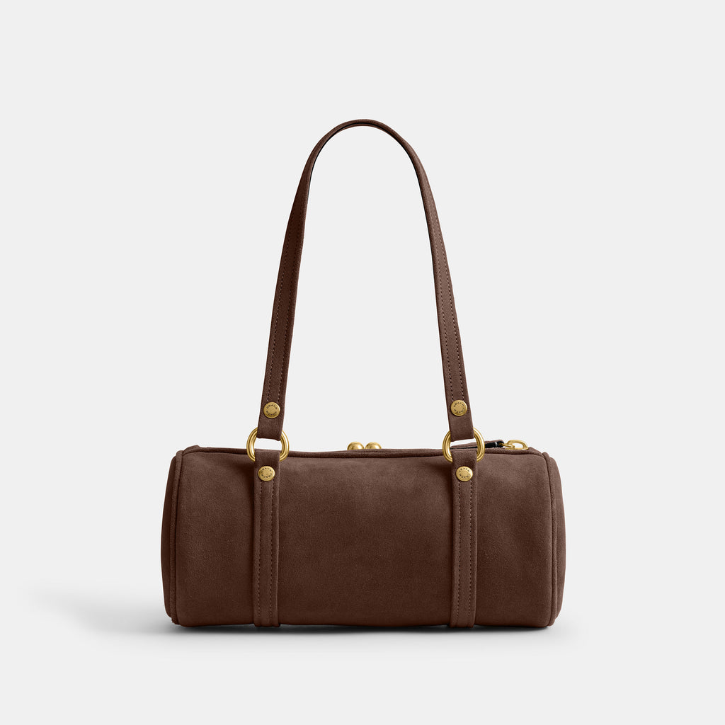 Bolsa Shoulder Bag Coach Kisslock Barrel 28 Suede