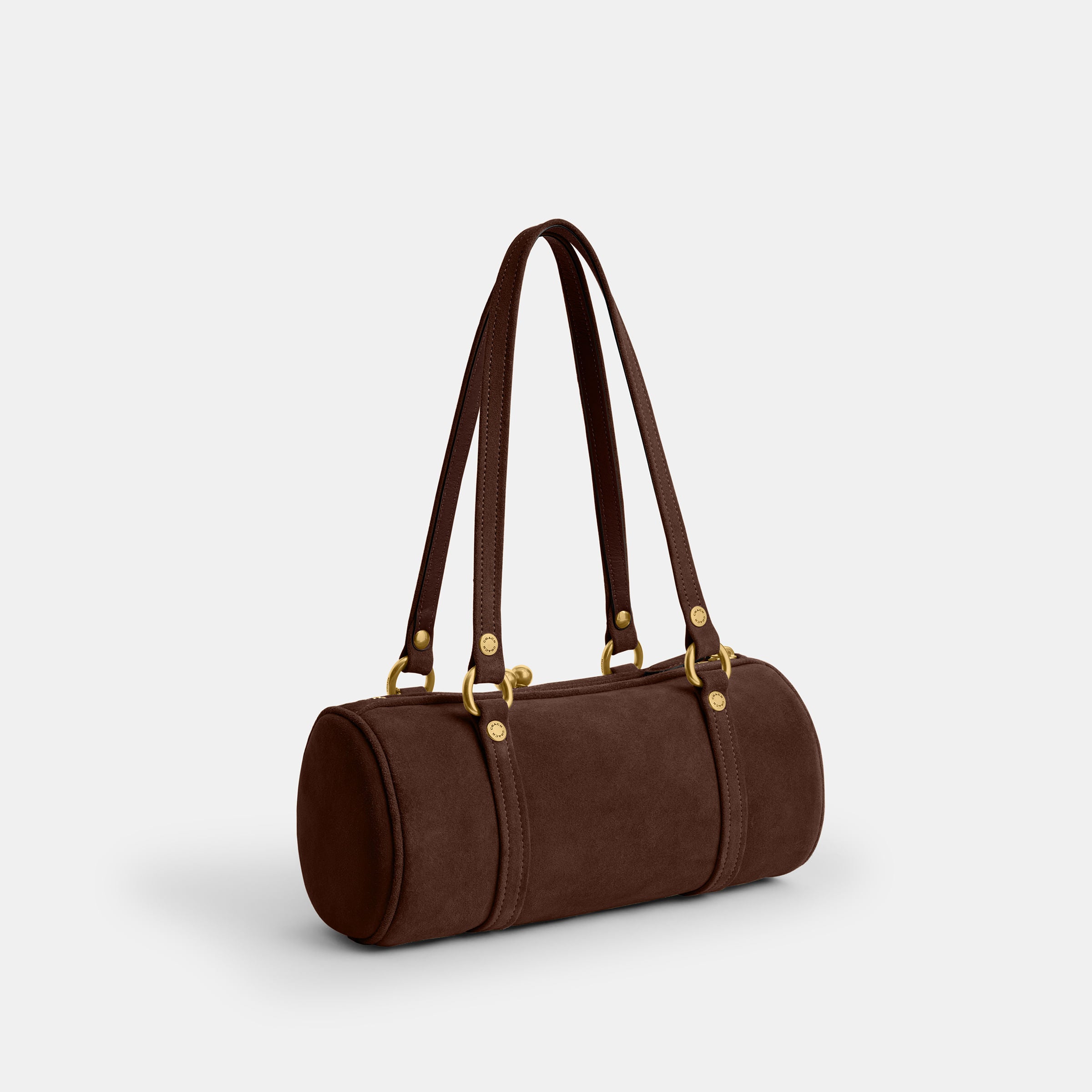 Bolsa Shoulder Bag Coach Kisslock Barrel 28 Suede