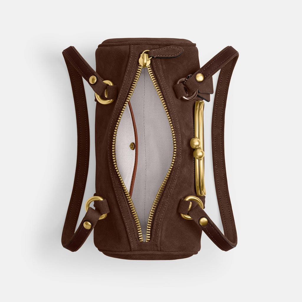 Bolsa Shoulder Bag Coach Kisslock Barrel 28 Suede