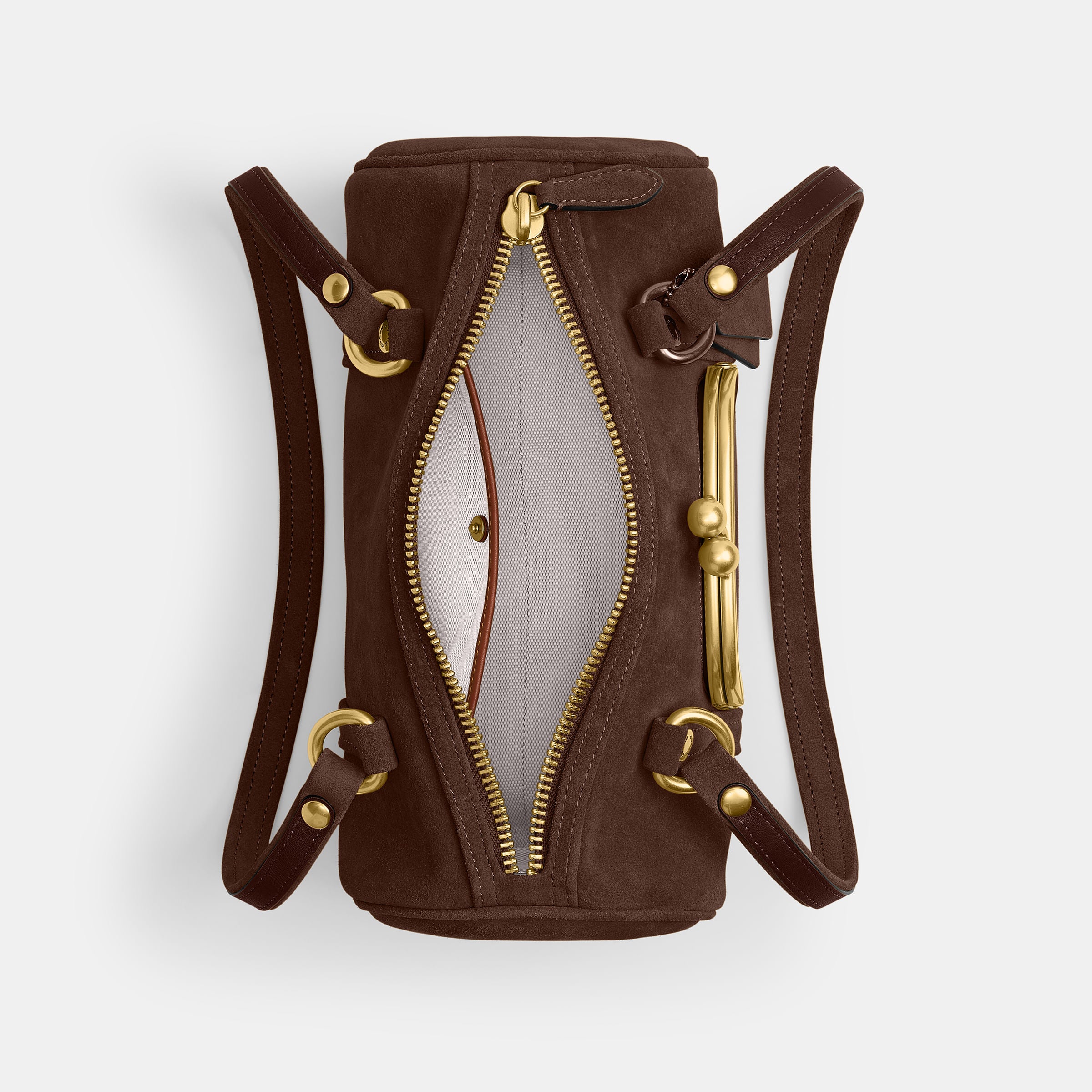 Bolsa Shoulder Bag Coach Kisslock Barrel 28 Suede