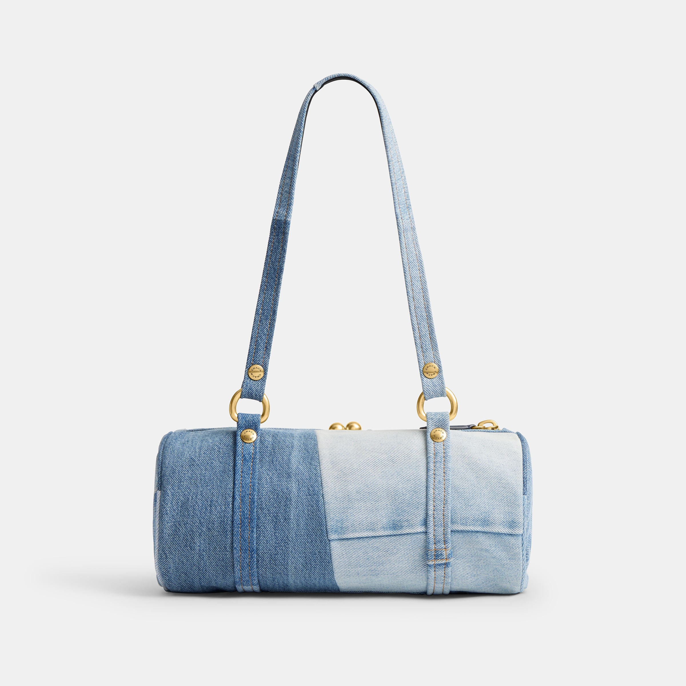 Bolsa Shoulder Bag Coach Kisslock Barrel 28 Denim
