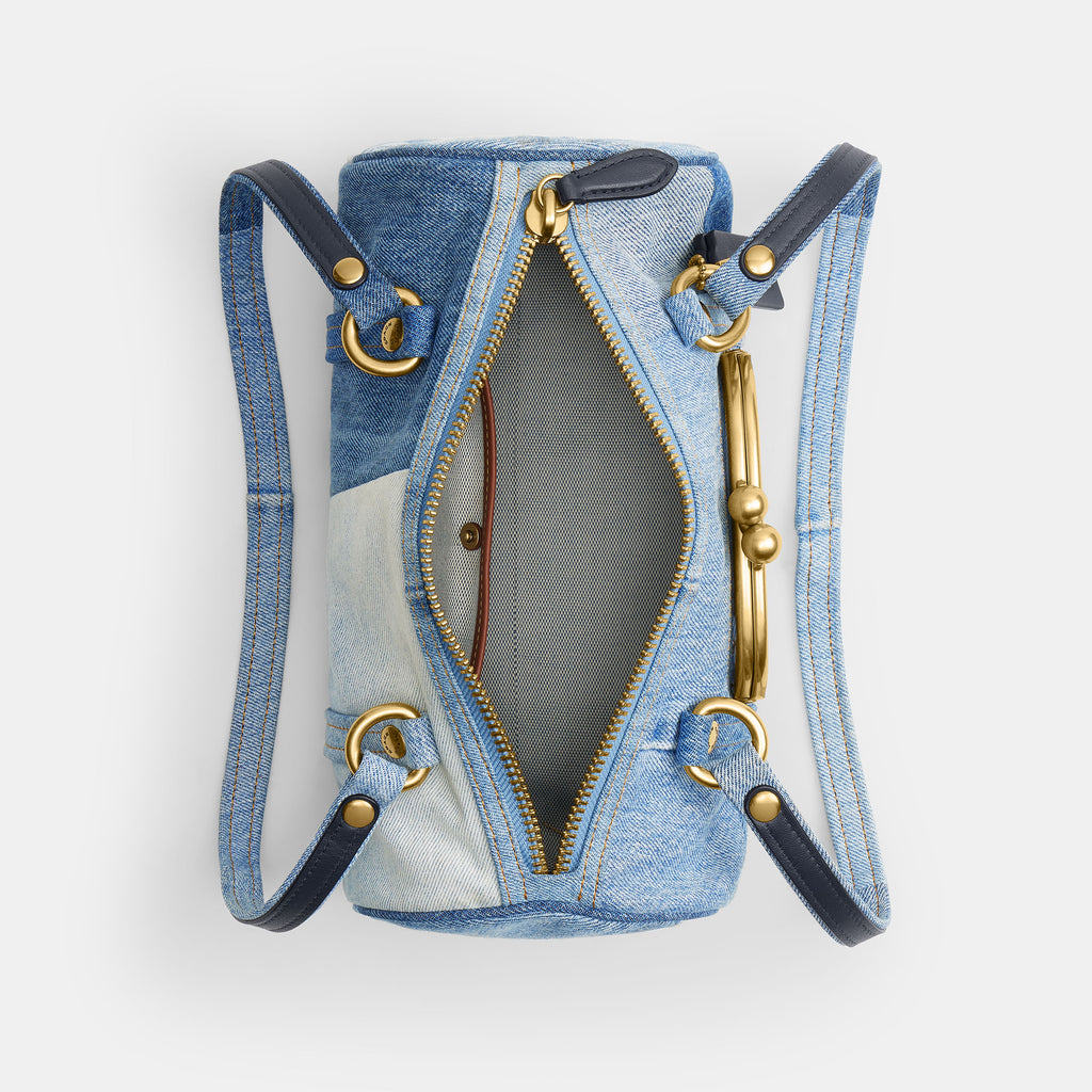 Bolsa Shoulder Bag Coach Kisslock Barrel 28 Denim