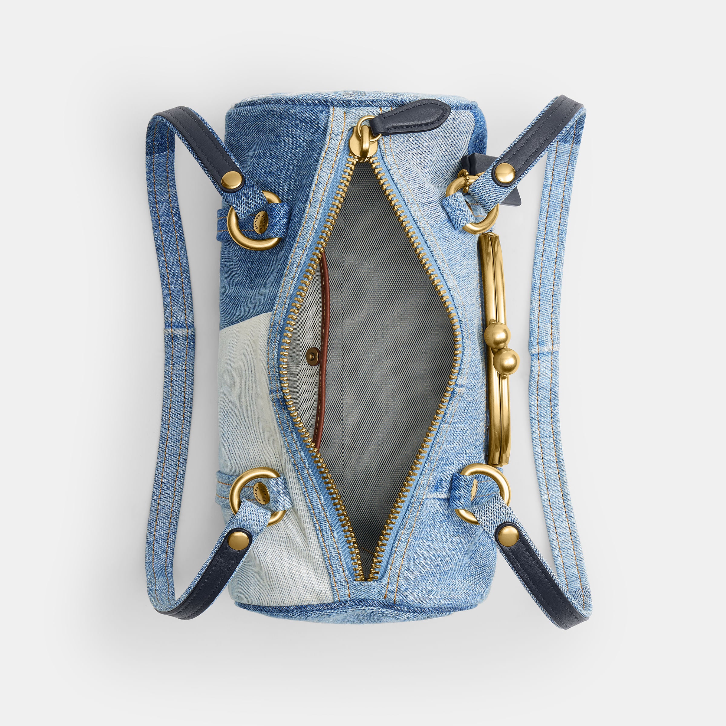 Bolsa Shoulder Bag Coach Kisslock Barrel 28 Denim