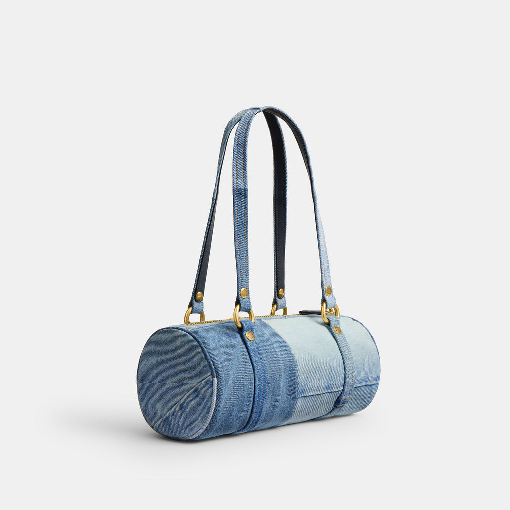 Bolsa Shoulder Bag Coach Kisslock Barrel 28 Denim