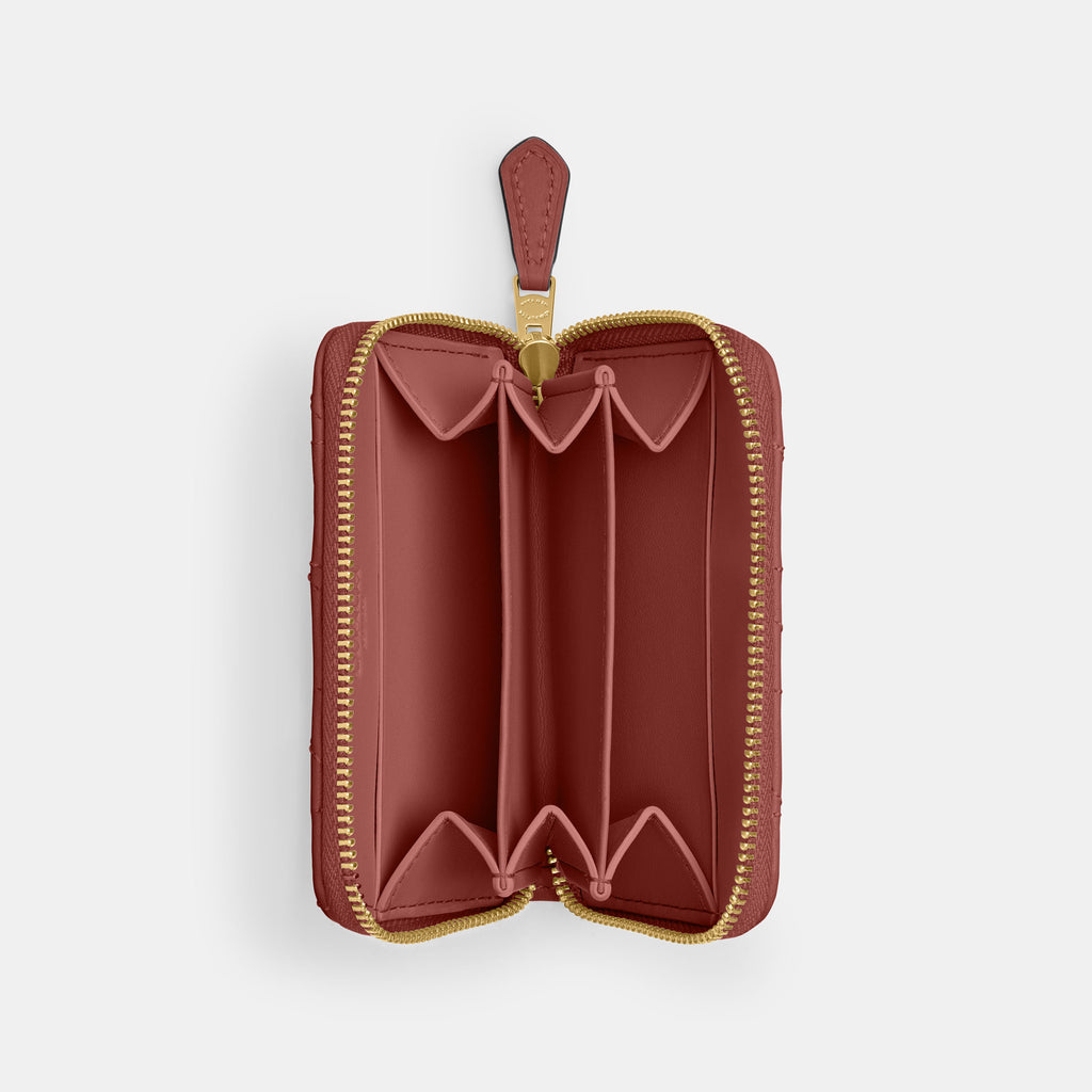 Cartera Coach Essential Small Zip Around Piel Quilted